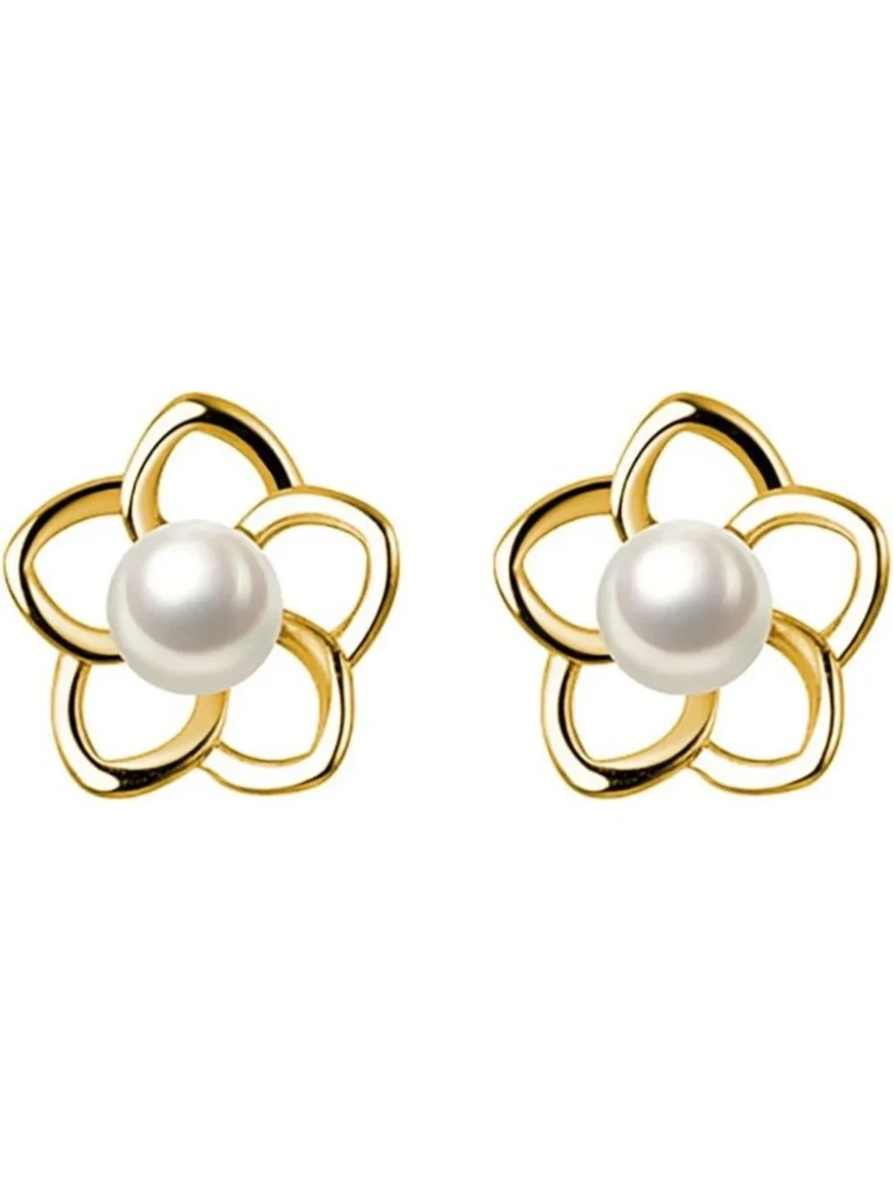 925 Sterling Silver Petite Flower Stud Earrings with Small Pearls for Women